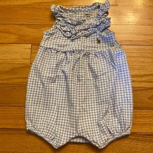 Ralph Lauren 6M Blue and White Gingham One Piece